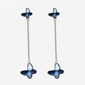 Blue Swarovski Butterfly Long Earrings