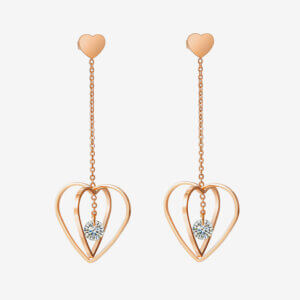 Heart cage and cubic zirconia earrings