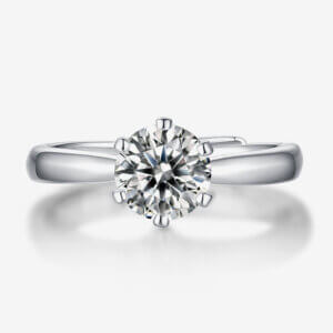 Moissanite six prong ring