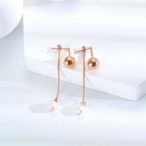 Elegant Drop Earrings with Pearl Stone