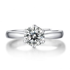 Moissanite six prong ring