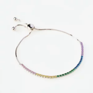 Half Tennis Box Bracelet with Multi-Colored Stones - BOLO