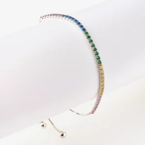 Half Tennis Box Bracelet with Multi-Colored Stones - BOLO