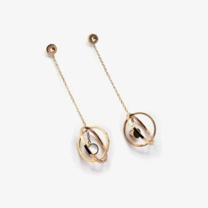 Swivel Halo Dangle Earrings in 18kt Rose Gold