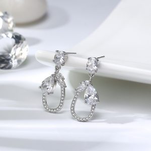 Tear drop halo earrings