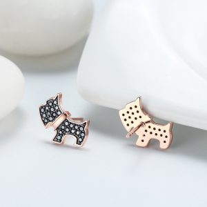 Dog charm pave ear studs