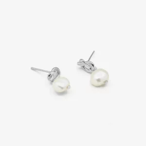 Pearl and Auspicious Knot Ear Studs