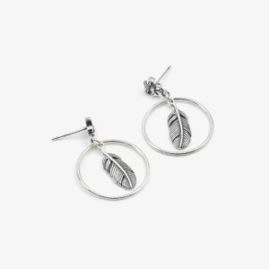 Fleur De Lis and Engraved Feather Ear Studs