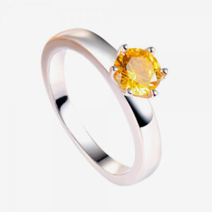 Yellow Zircon Solitaire Ring