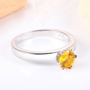 Yellow Zircon Solitaire Ring