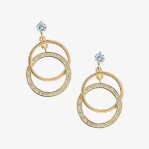 Interlocked Double Hoops Encrusted with Cubic Zirconia