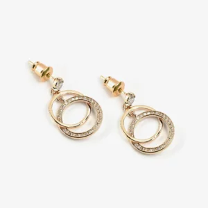 Interlocked Double Hoops Encrusted with Cubic Zirconia