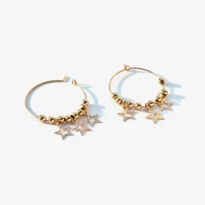 Medium Hoops with Star Charms