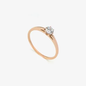 Dainty Rose Gold with Round Zircon Solitaire