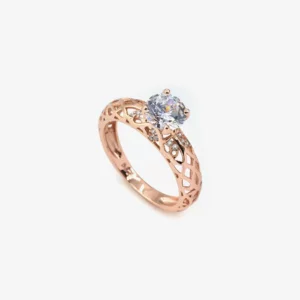 Criss-Cross Band Solitaire Ring