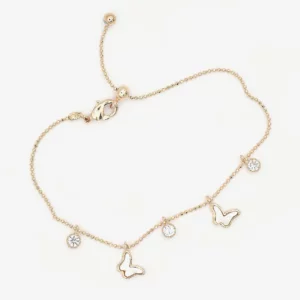 Butterfly Charm Bracelet - 18kt Rose Gold