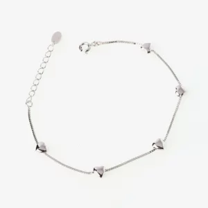 Box Chain with Heart Charms Bracelet