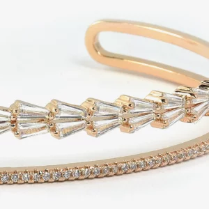 Two-layered Cuff Bangle with Multiple Cut Stones