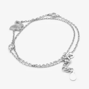 Layered Link Bracelet with Butterfly Charm