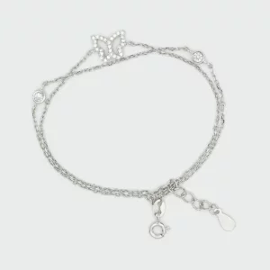 Layered Link Bracelet with Butterfly Charm