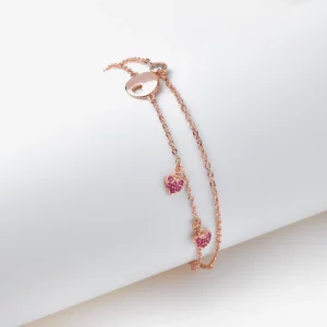 Layered Link Bracelet with Heart Charms