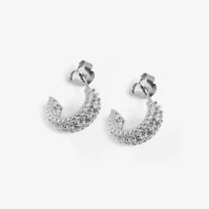 Small Huggie Studs - Rhodium Plated