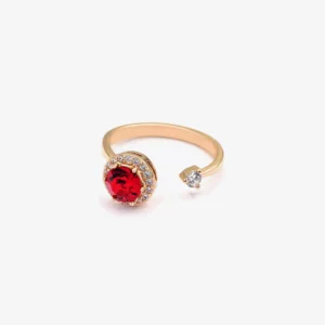 Open Ring with a Red Crystal Centrepiece with Revolving Cubic Zirconia