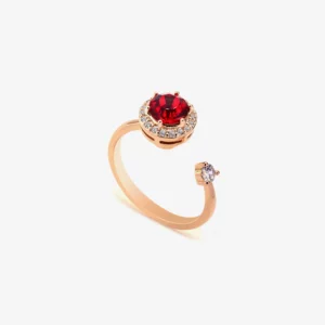 Open Ring with a Red Crystal Centrepiece with Revolving Cubic Zirconia