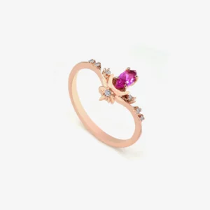 Rose Gold Band with a Purple Marquise Cut Stone