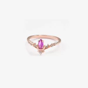 Rose Gold Band with a Purple Marquise Cut Stone