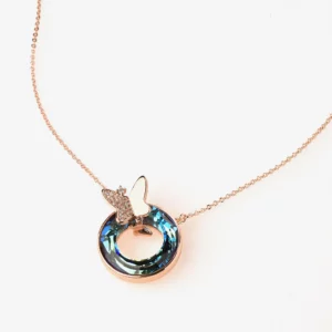 Halo with Butterfly Pendant Necklace