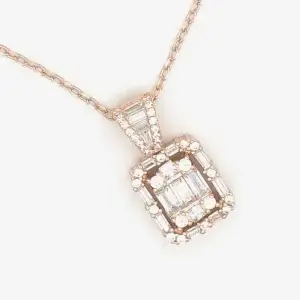 Link Chain with Cubic Zircon Encrusted Pendant