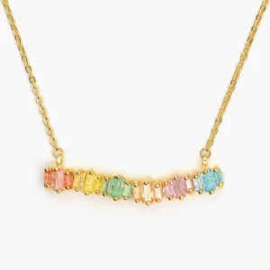 Emerald Cut Multi-Colored Crystals Swing Necklace