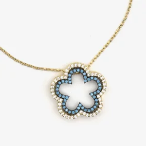 Rounded Star Pendant with CZ & Turquoise Elements