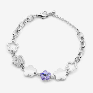 Beautiful Flower Shaped Bracelet with Violet Stones