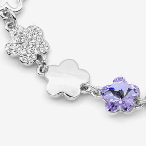 Beautiful Flower Shaped Bracelet with Violet Stones