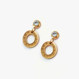 Roman Numerals Earrings with Zircon Stone