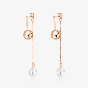 Elegant Drop Earrings with Pearl Stone