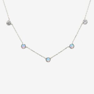 Link Necklace with Moonstone & Cubic Zircon